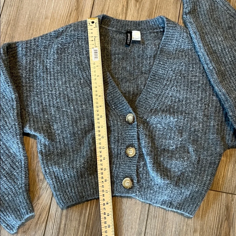 H&M Charcoal Button-Up Cardigan, Sz SM - Picture 5 of 7